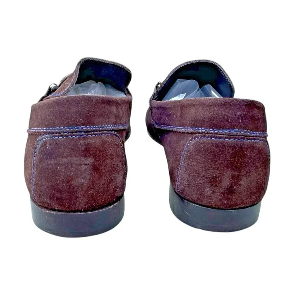Men's Brown Suede Loafers with Silver Bit Hardware